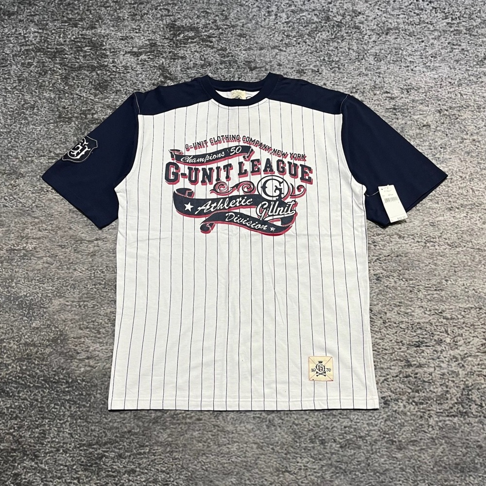 NEW Vintage G-Unit League Athletic Division T Shirt Mens Large White Y2K 2000s